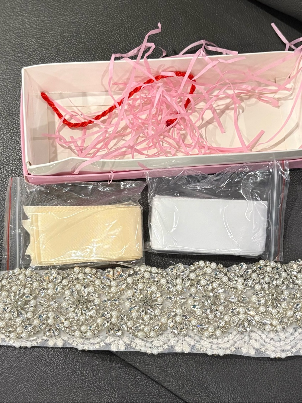 Rhinestone Pearl Embellished Bridal Belt in White